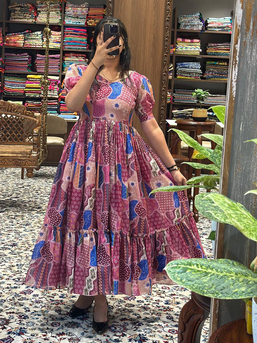 Desert Rose Patchwork Print Midi by My Store