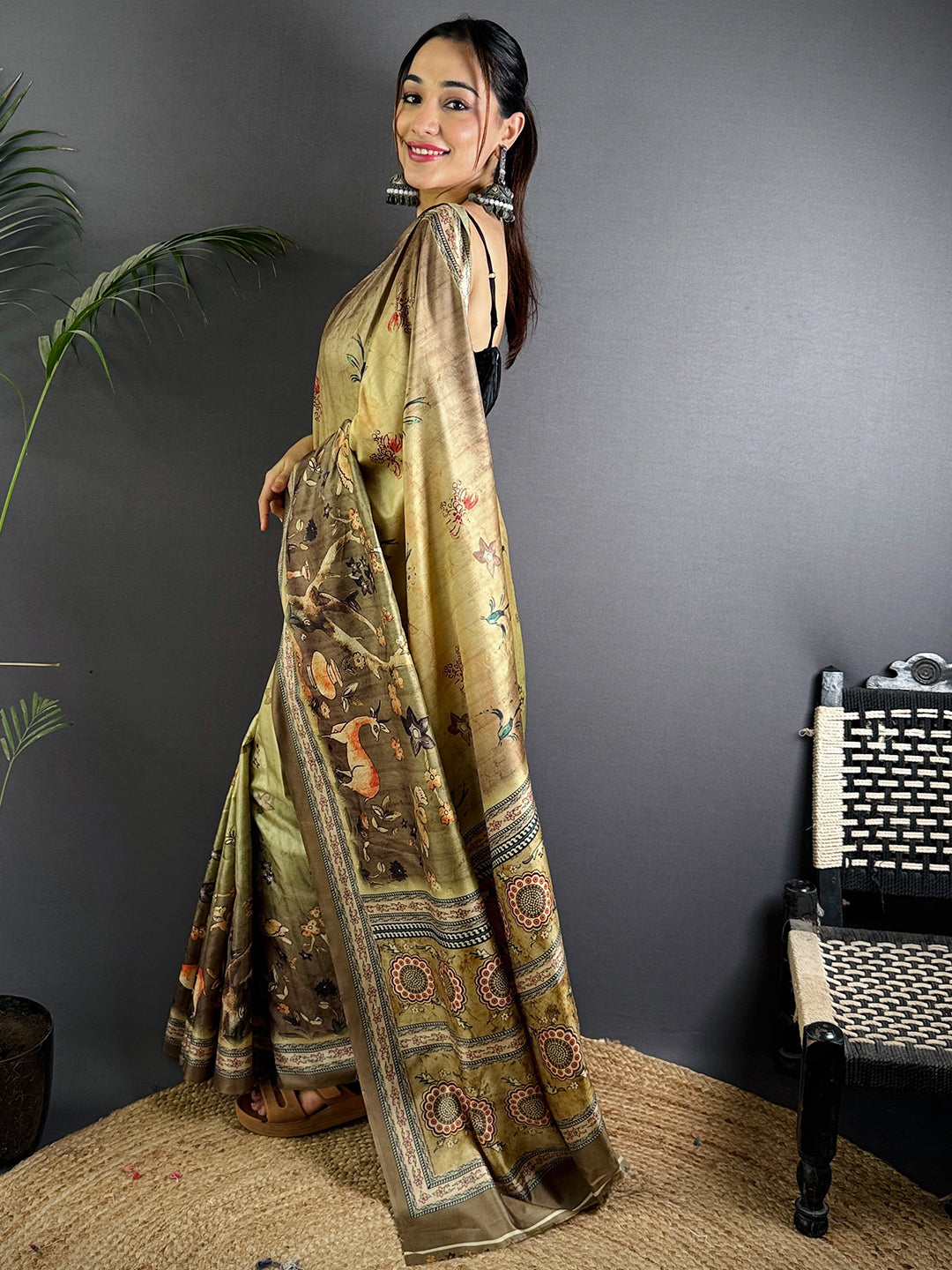 Opulent Soft Dola Silk Printed Saree by My Store