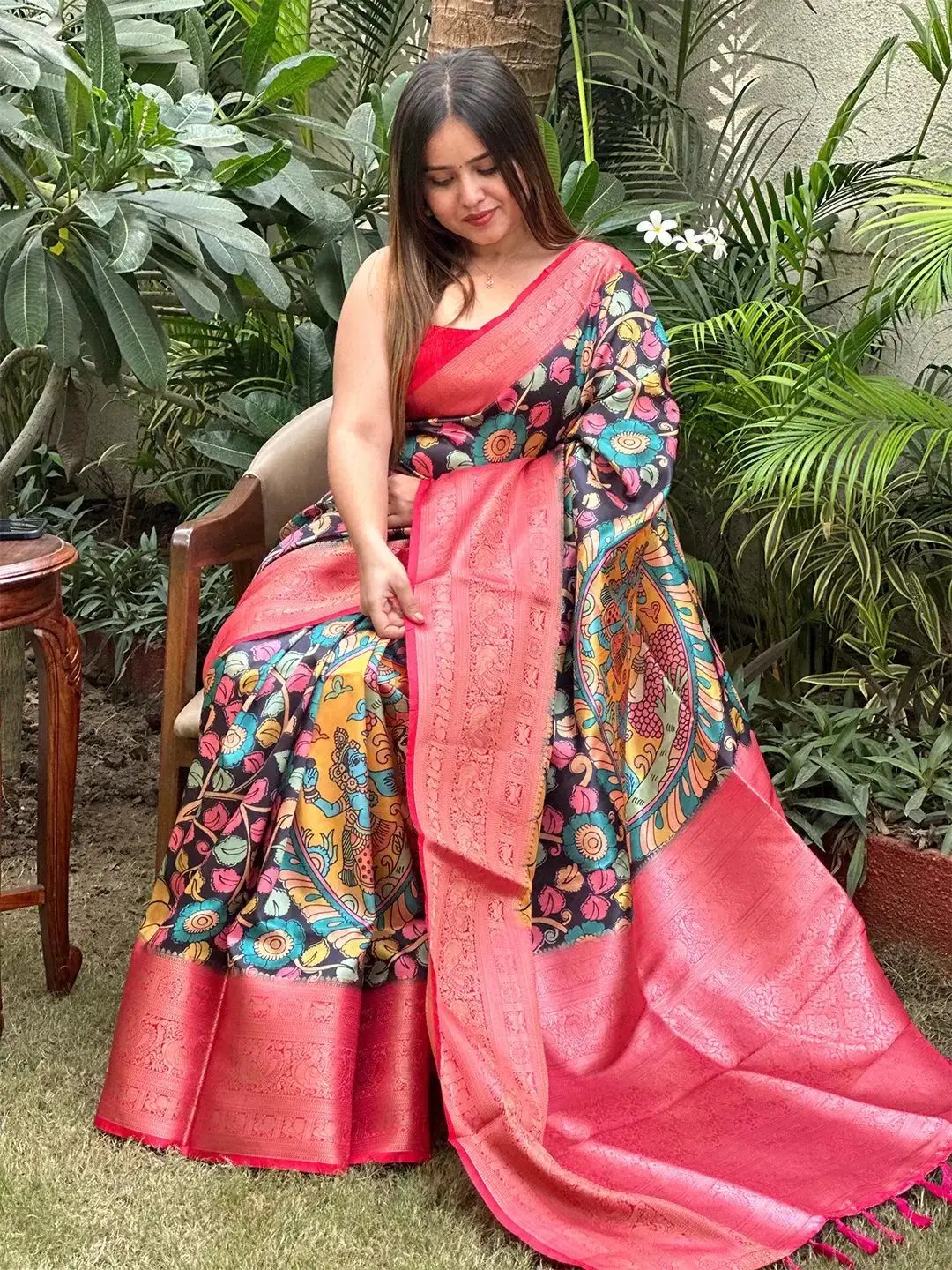 Soft Silk Kalamkari Digital Print Saree