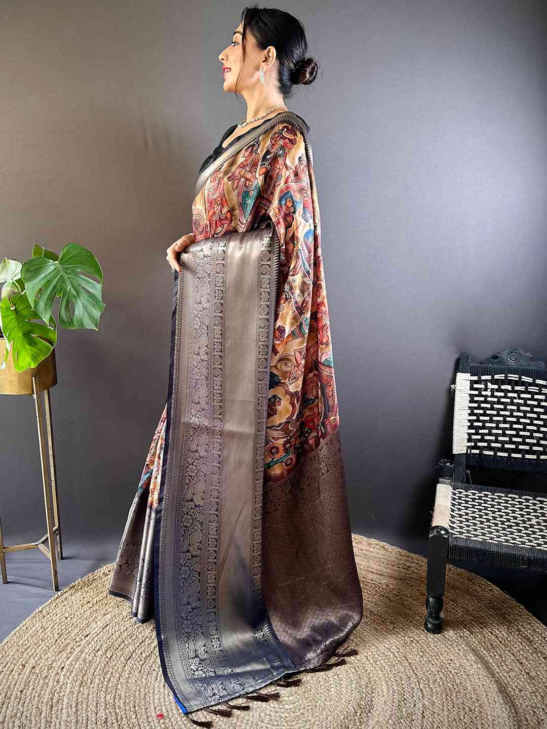 Heritage Bloom Kalamkari Silk Saree