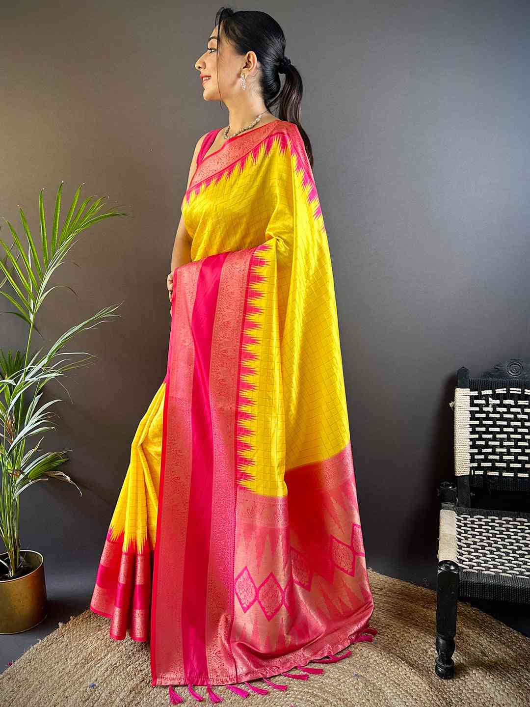 Soft Silk Gadwal Zari Weaving Saree by My Store