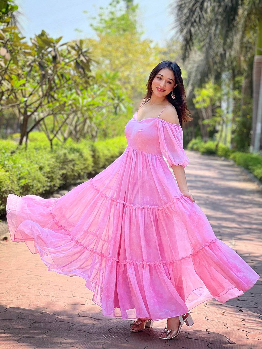 Rose Pink Floral Printed Dress by My Store