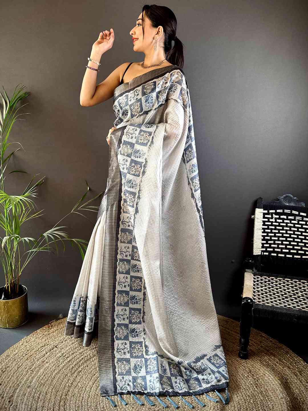 Radiant Dark Blue Soft Silk Digital Print Saree by My Store