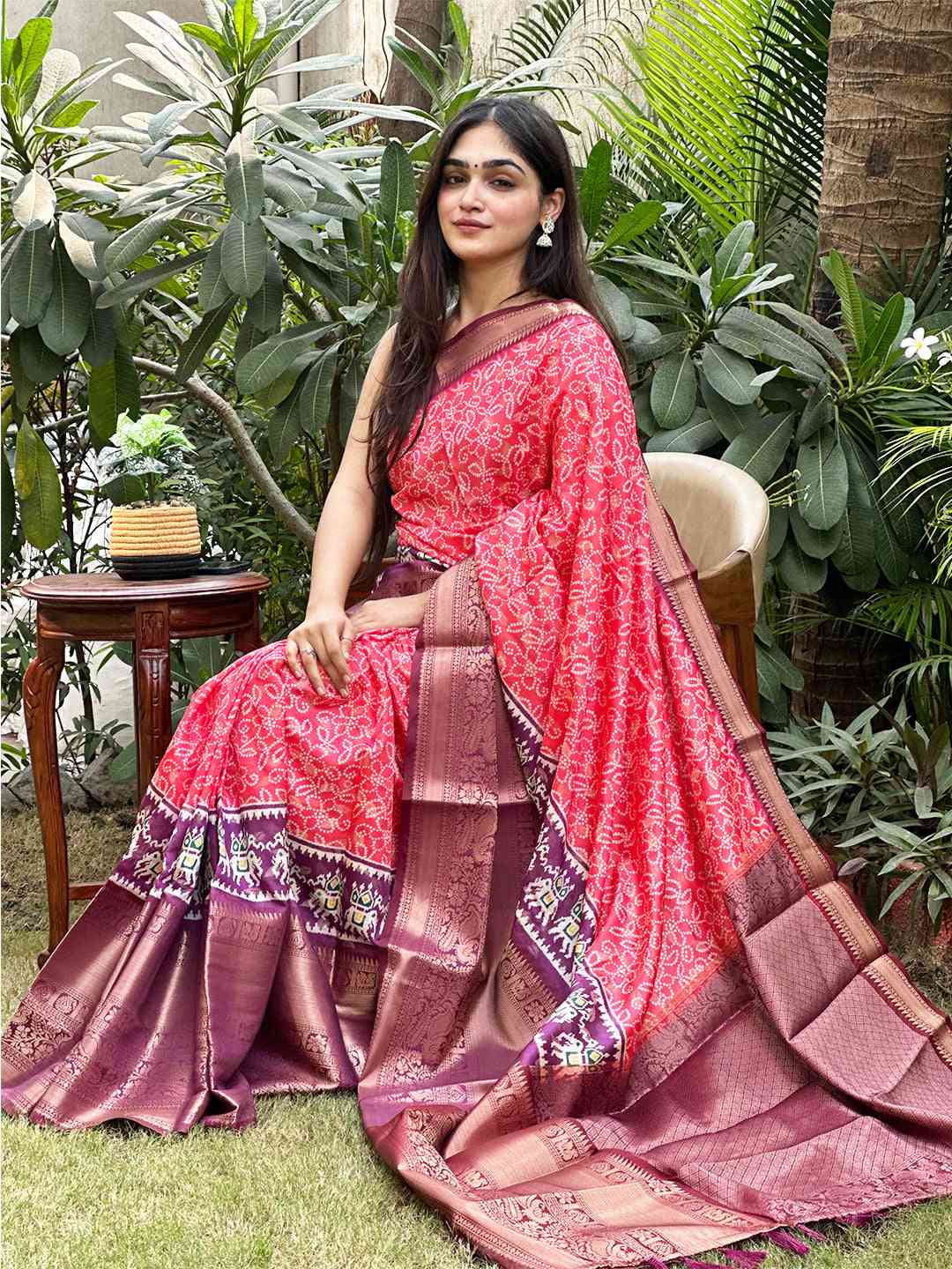 Soft Silk Bandhej Digital Printed Saree by My Store