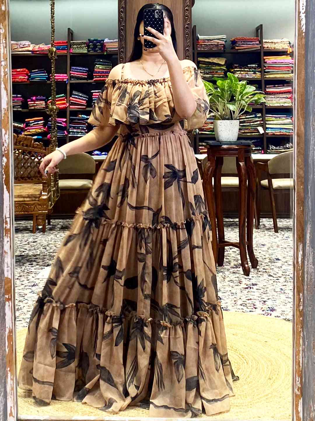 Botanical Off-Shoulder Ruffle Dress by My Store
