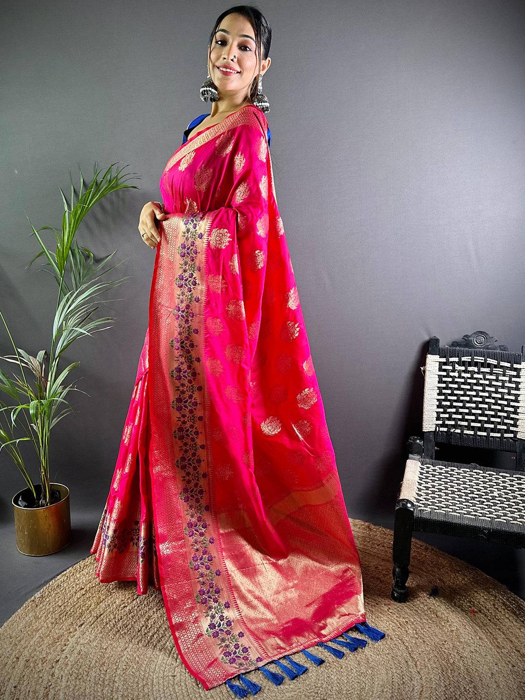 Golden Bloom Banarasi Elegance Saree by My Store