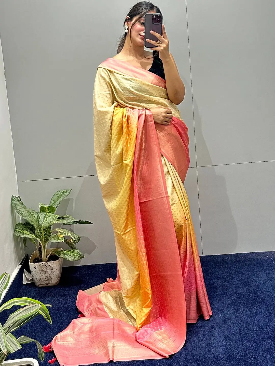 Soft Silk Banarasi Ombre Print Party Wear Saree by My Store