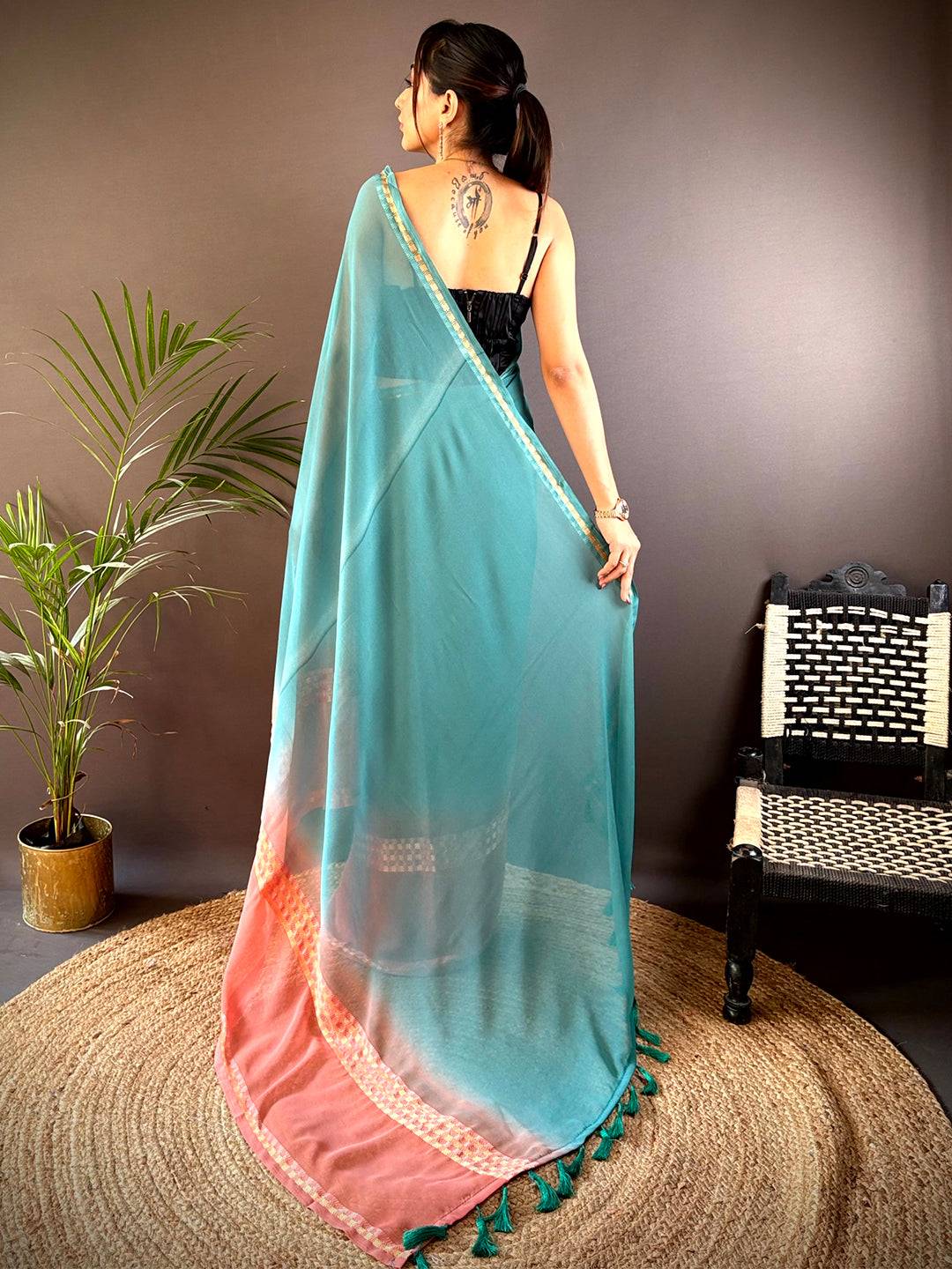 Rama Soft Georgette Concept Colour Saree by My Store