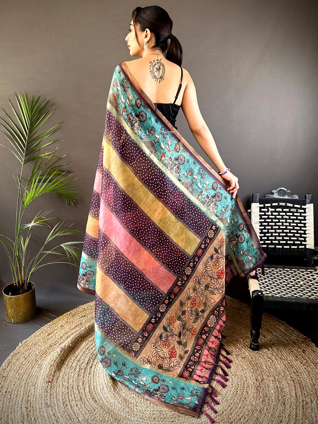 Graceful Soft Chanderi Cotton Bandhej Print Saree by My Store