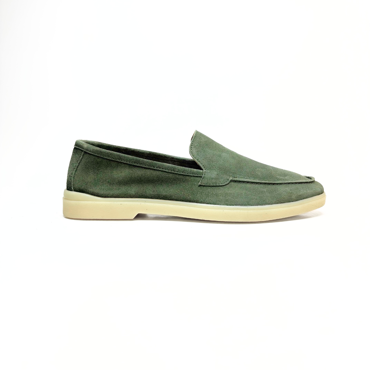 Old Money Suede Leather Loafers (Olive Green)