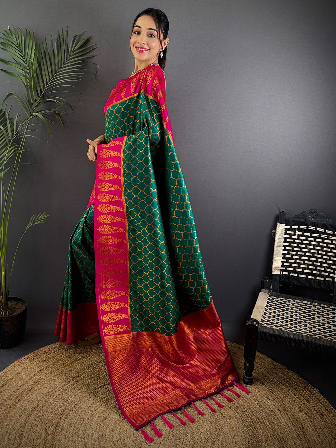 Rama Soft Banarasi Katan Silk Saree by My Store