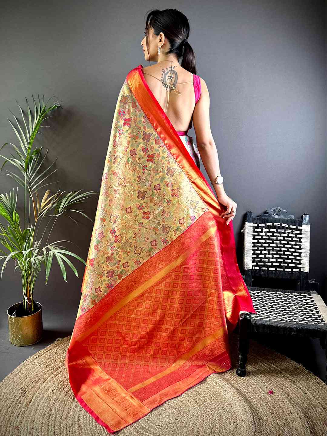 Rani Dharmavaram Butterfly Silk Saree by My Store