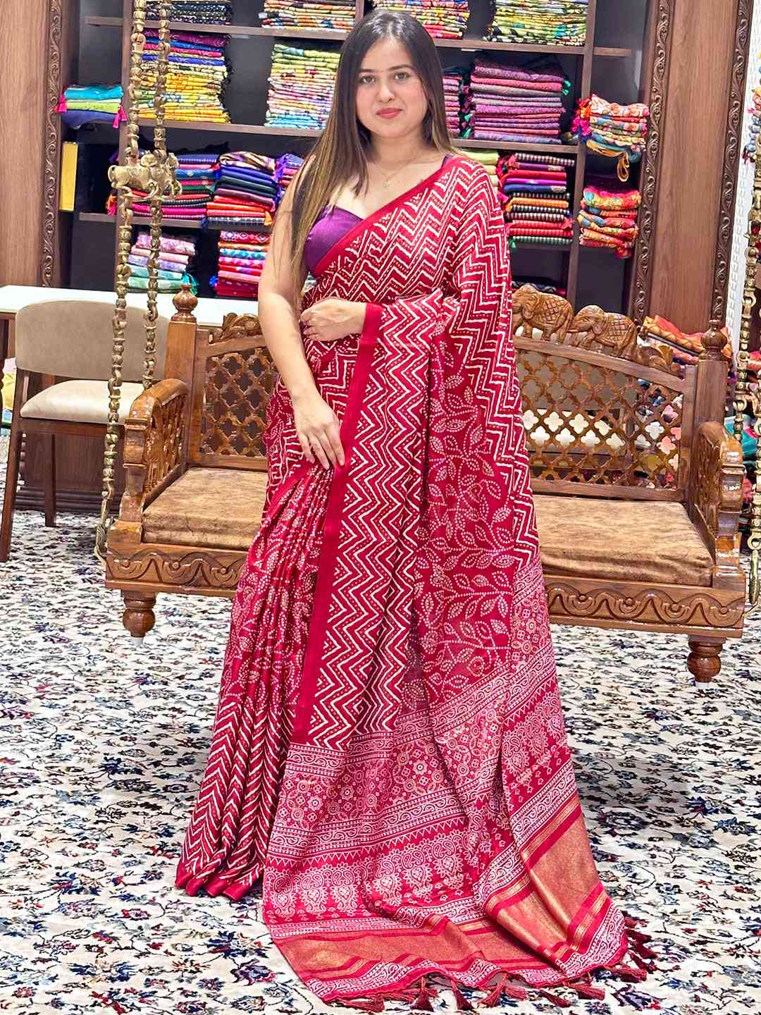 Exclusive Manipuri Silk Saree with Foil Print by My Store