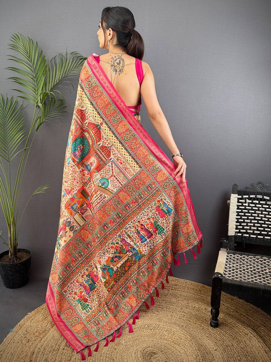 Soft Silk Pashmina Kashmiri Print Saree