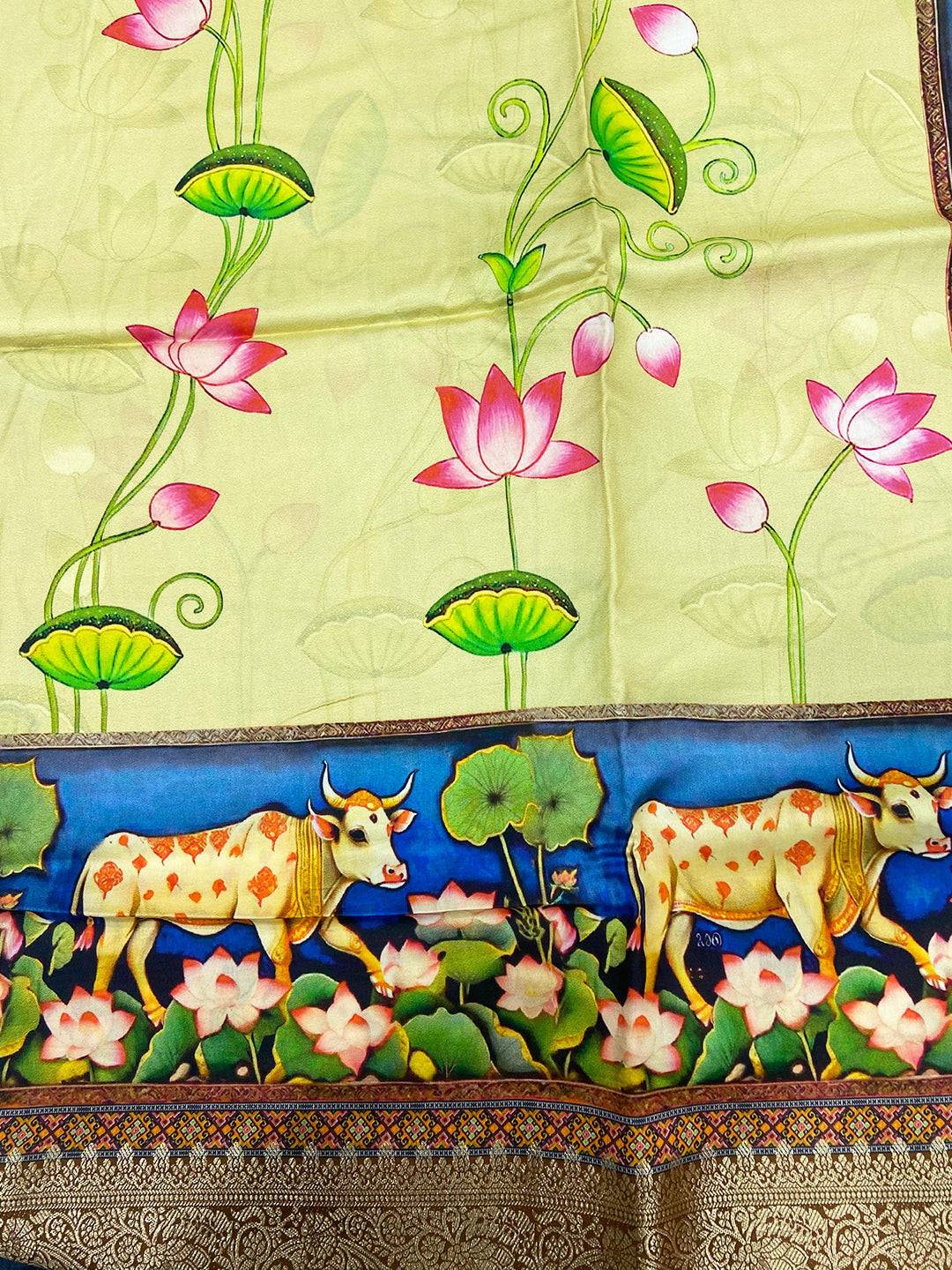 Pista Pichwai Pure Viscose Dola Saree by My Store