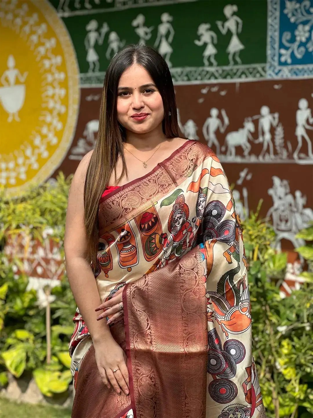 Soft Silk Kalamkari Digital Print Saree by My Store