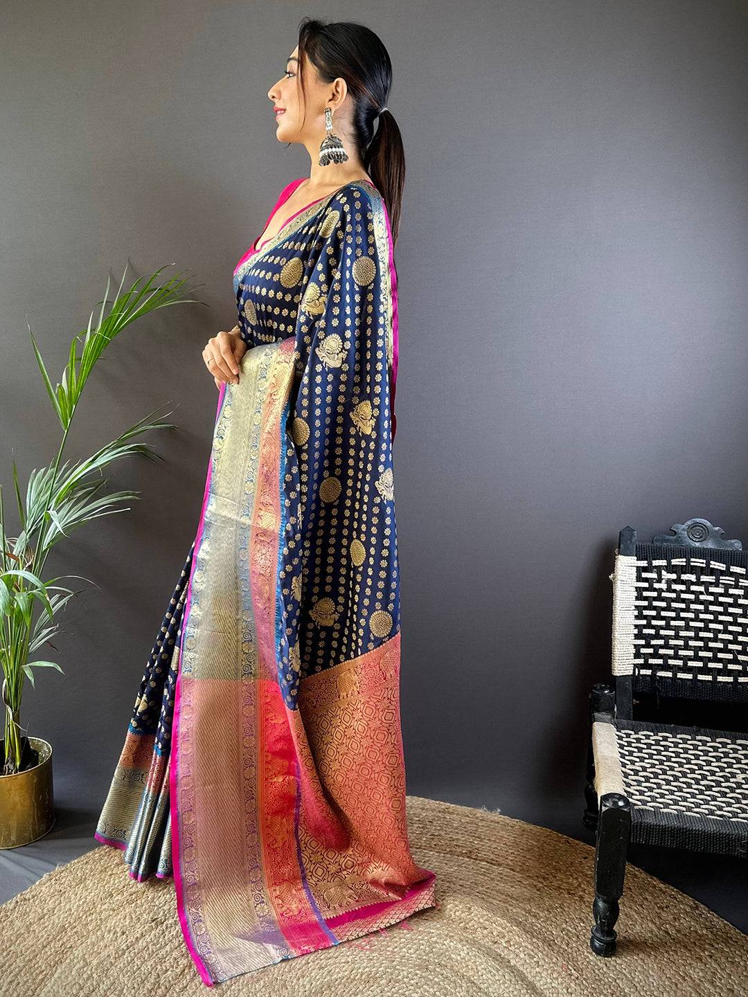 Regal Radiance Banarasi Polka Zari Saree by My Store