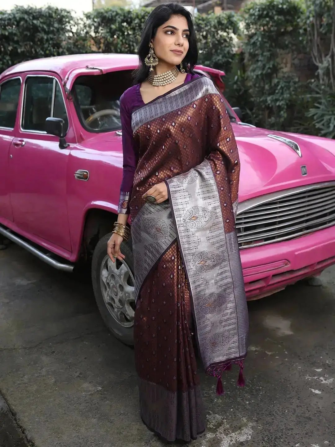 Kanjivaram Silk Saree With Zari Work by My Store