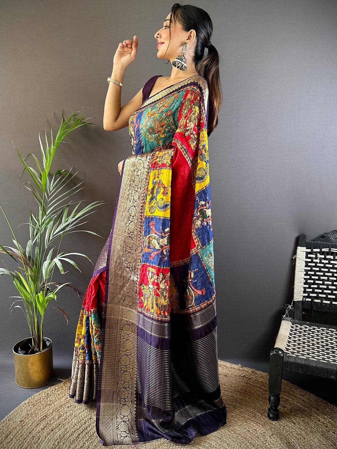 Patchwork Grace Viscose Dola Silk Saree by My Store