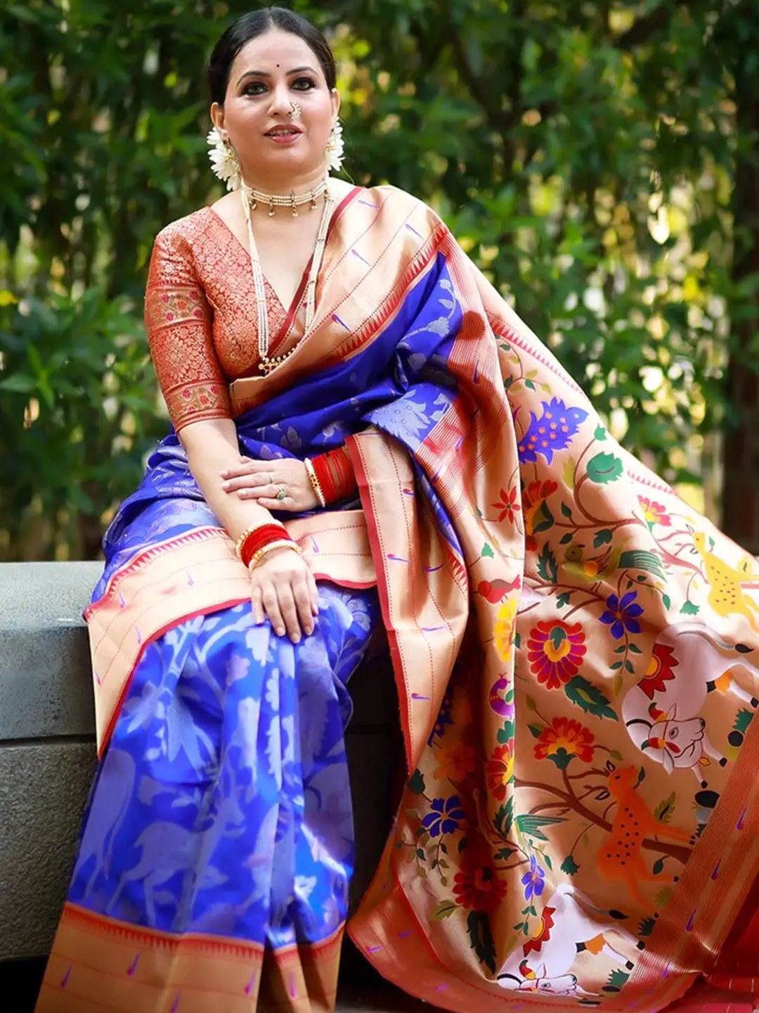 Sangeeta Renuke in Royal Blue Paithani Silk Pichwai Woven Saree by My Store