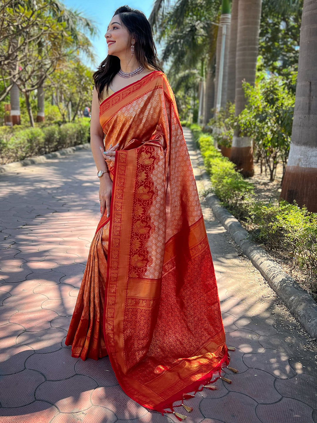 Latest One Gram Gold Tissue Kanjivaram Soft Silk Saree by My Store