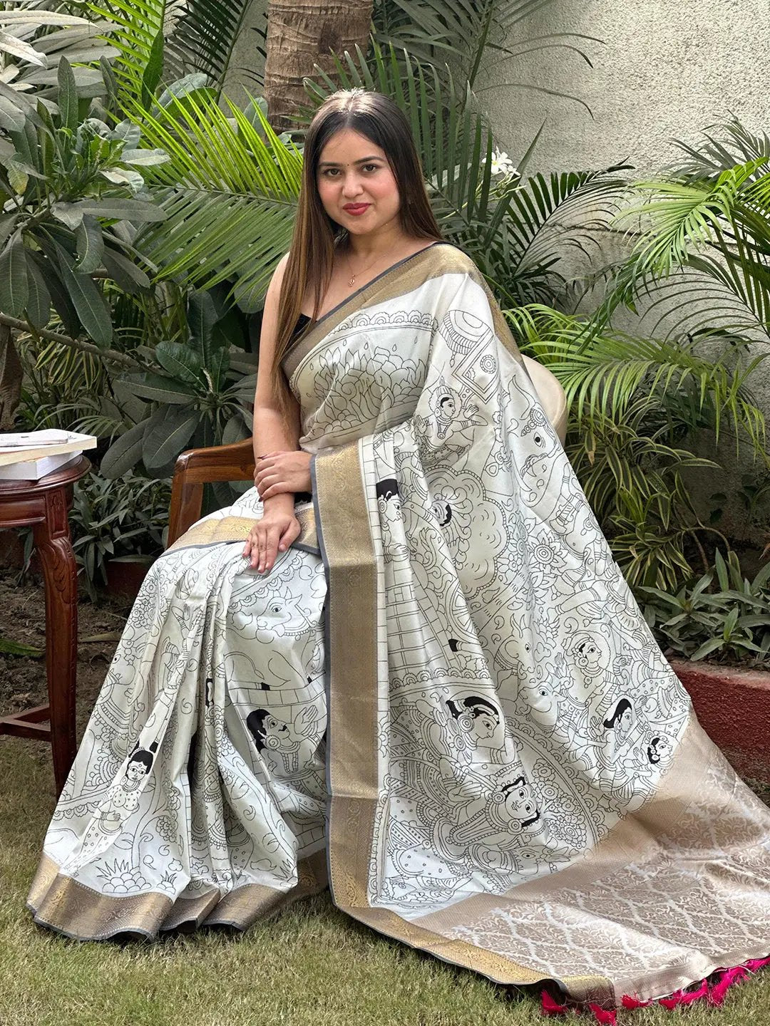 Stunning Kalamkari and Block Print Work Saree