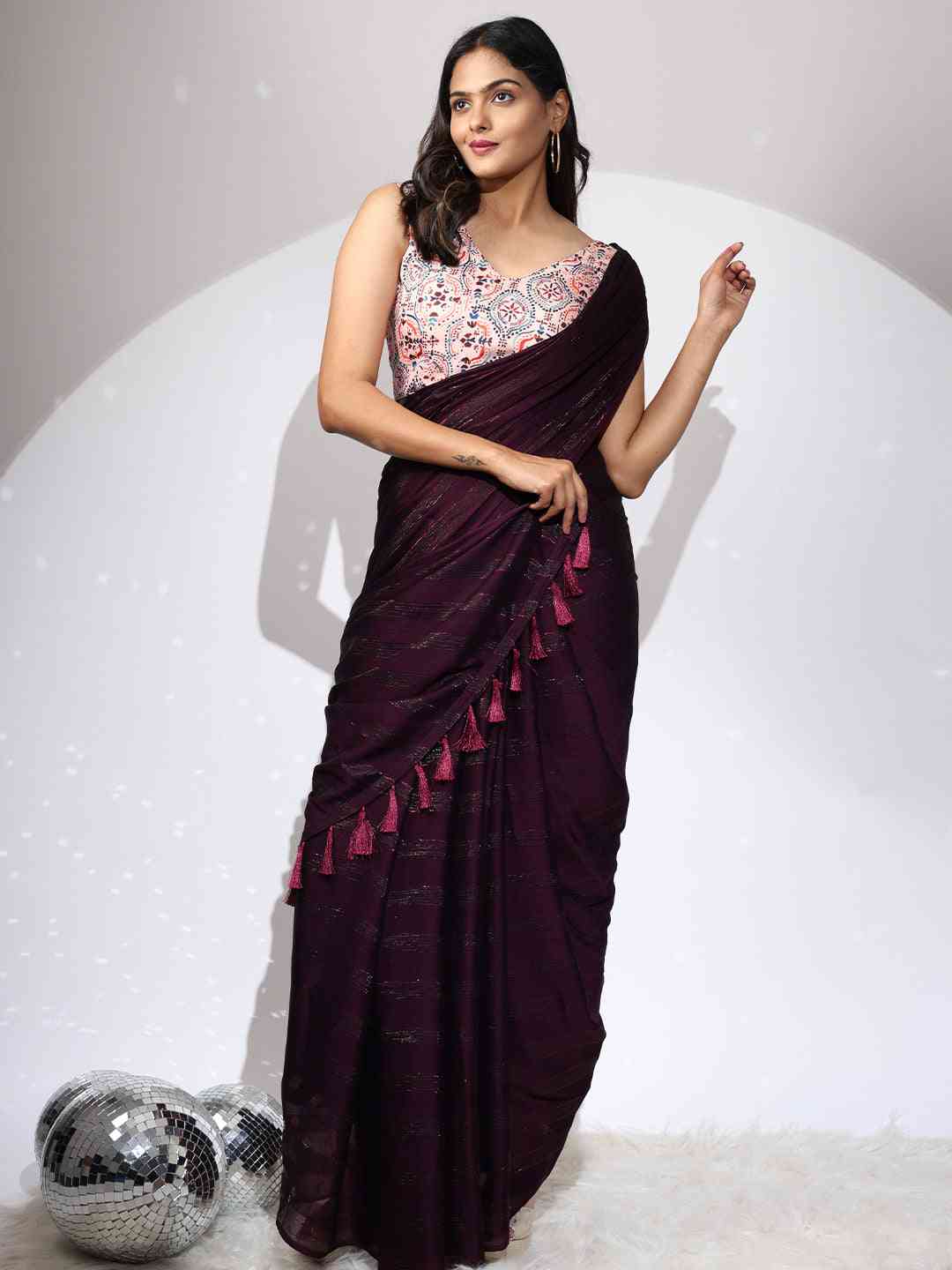 Pure Chiffon Dual Tone Designer Saree by My Store