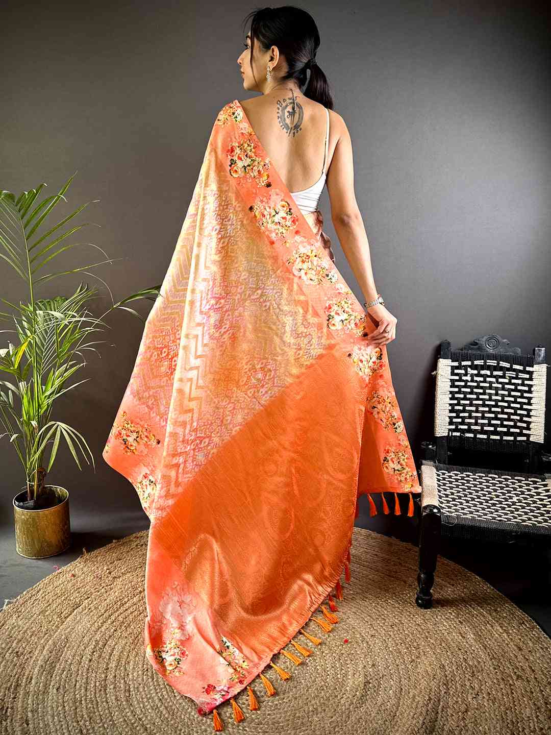 Coral Zari Zigzag Kota Doriya Saree by My Store