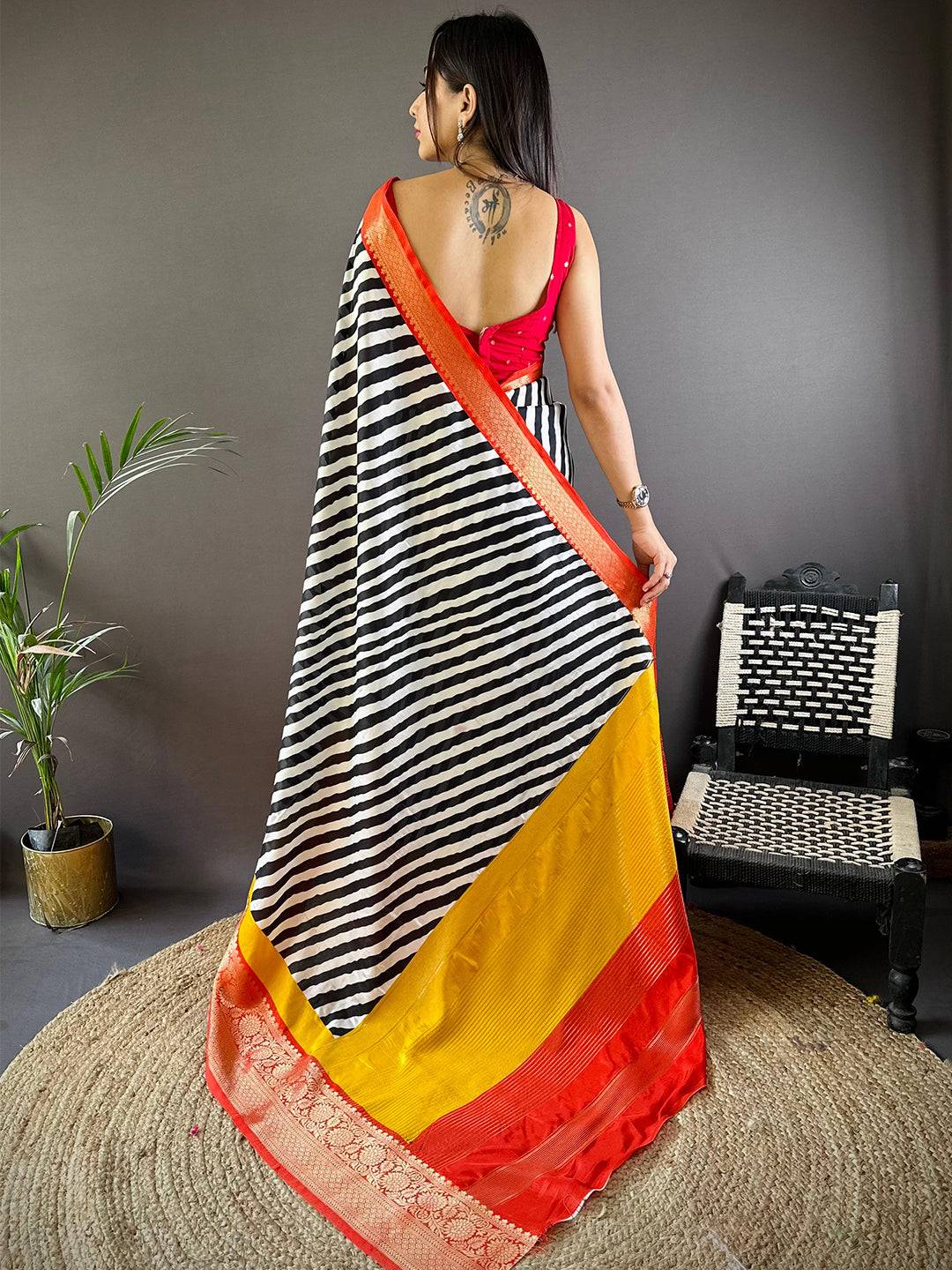 Heritage Glow Striped Zari Saree by My Store