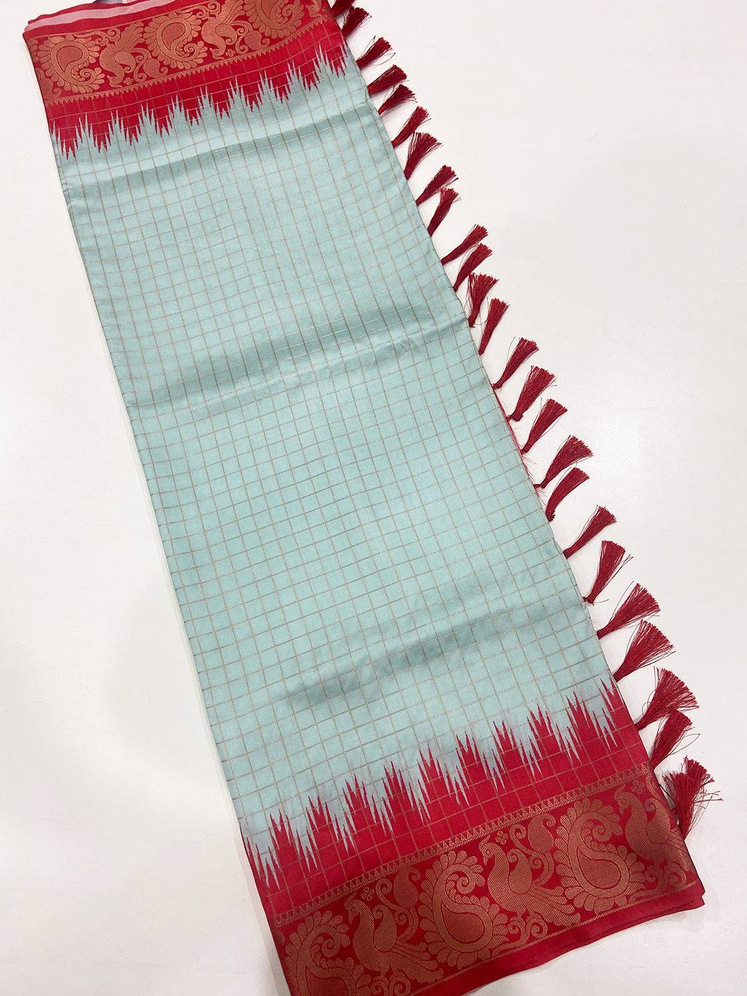 Cupric Sulfate Soft Silk Gadwal Weaving Saree by My Store