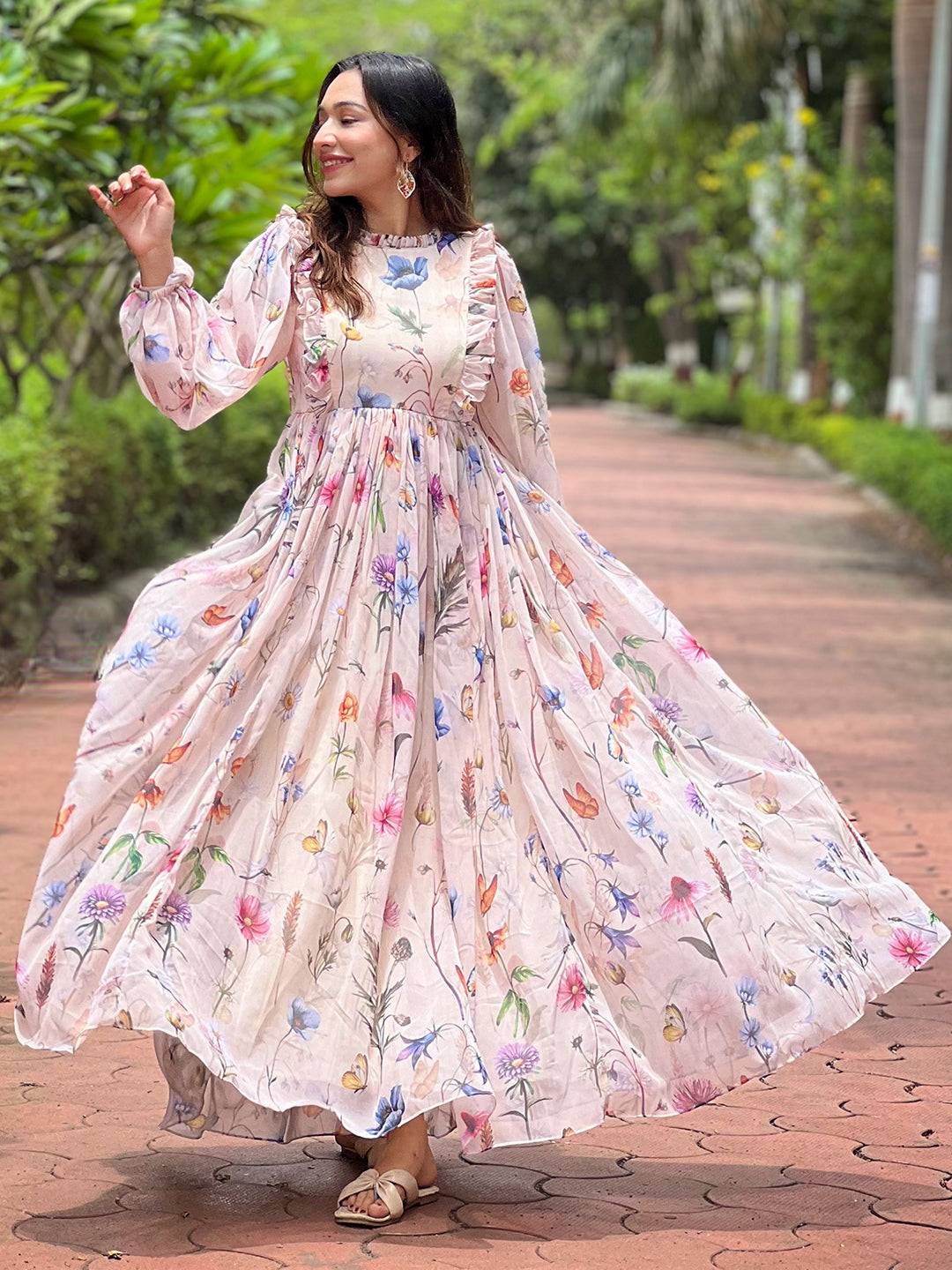 Champagne Blossom Maxi Dress