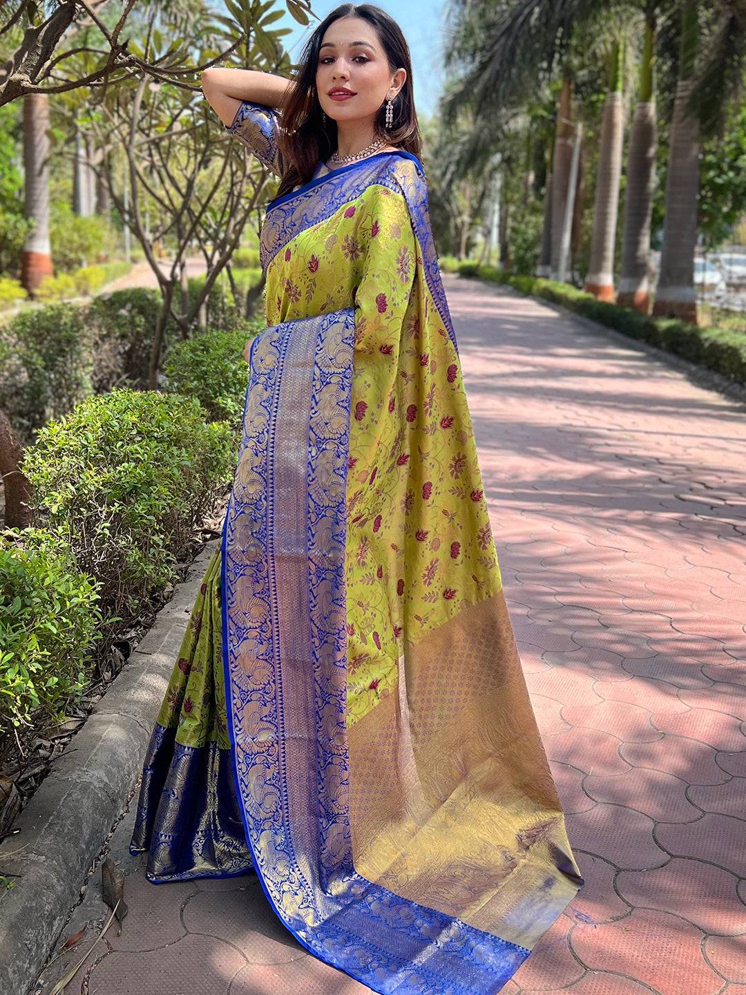 Blue Colour Banarasi One Grm Tissue Silk Festive Wear Saree