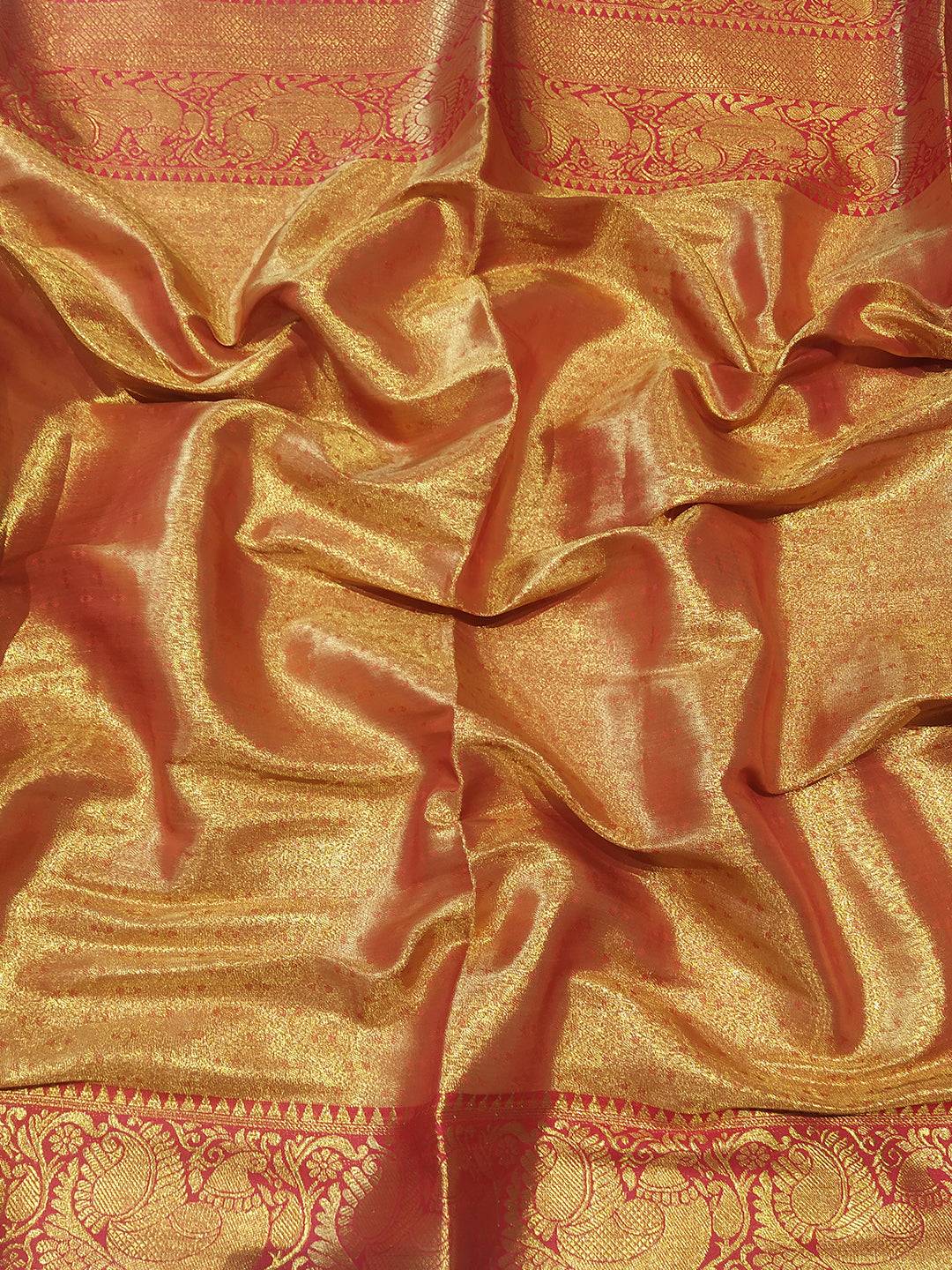 Light Green Colour Banarasi One Grm Tissue Silk Festive Wear Saree by My Store