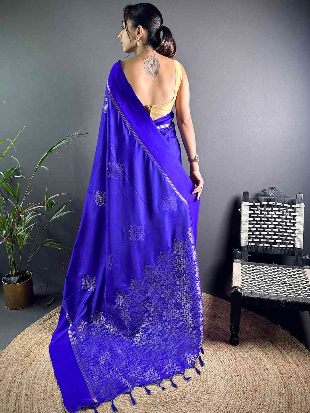 Purple Kolam Silk Heritage Saree by My Store