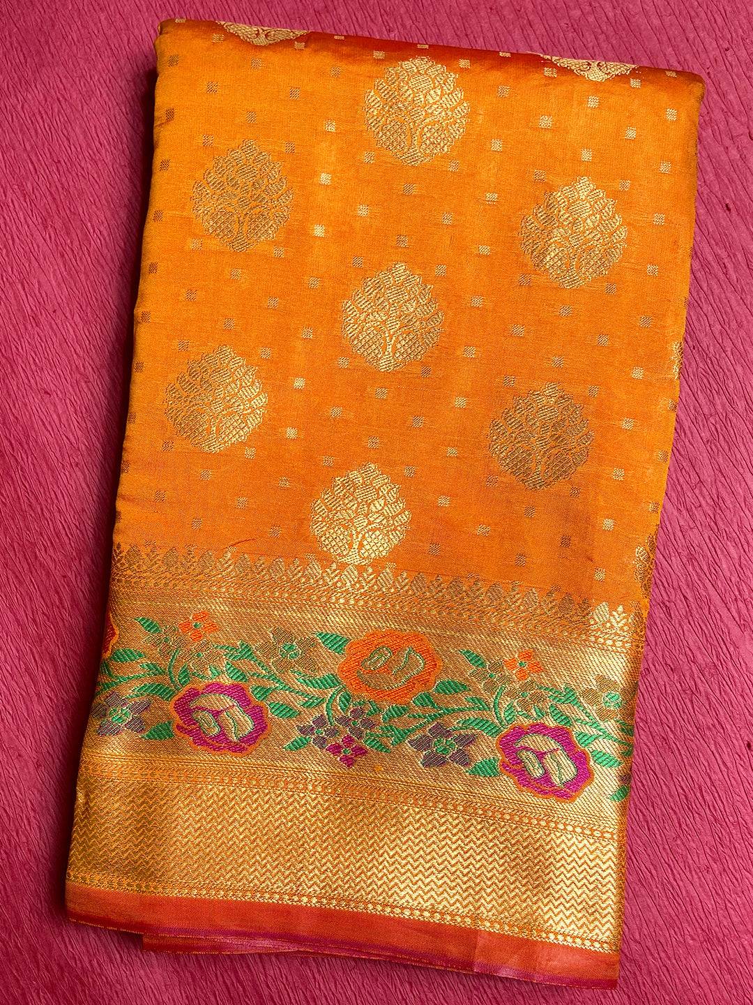 Radiant Yellow Golden Motifs Saree by My Store