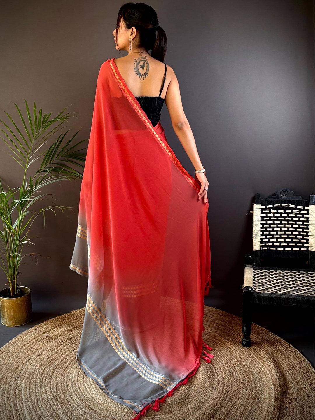 Pink Soft Georgette Concept Colour Saree by My Store