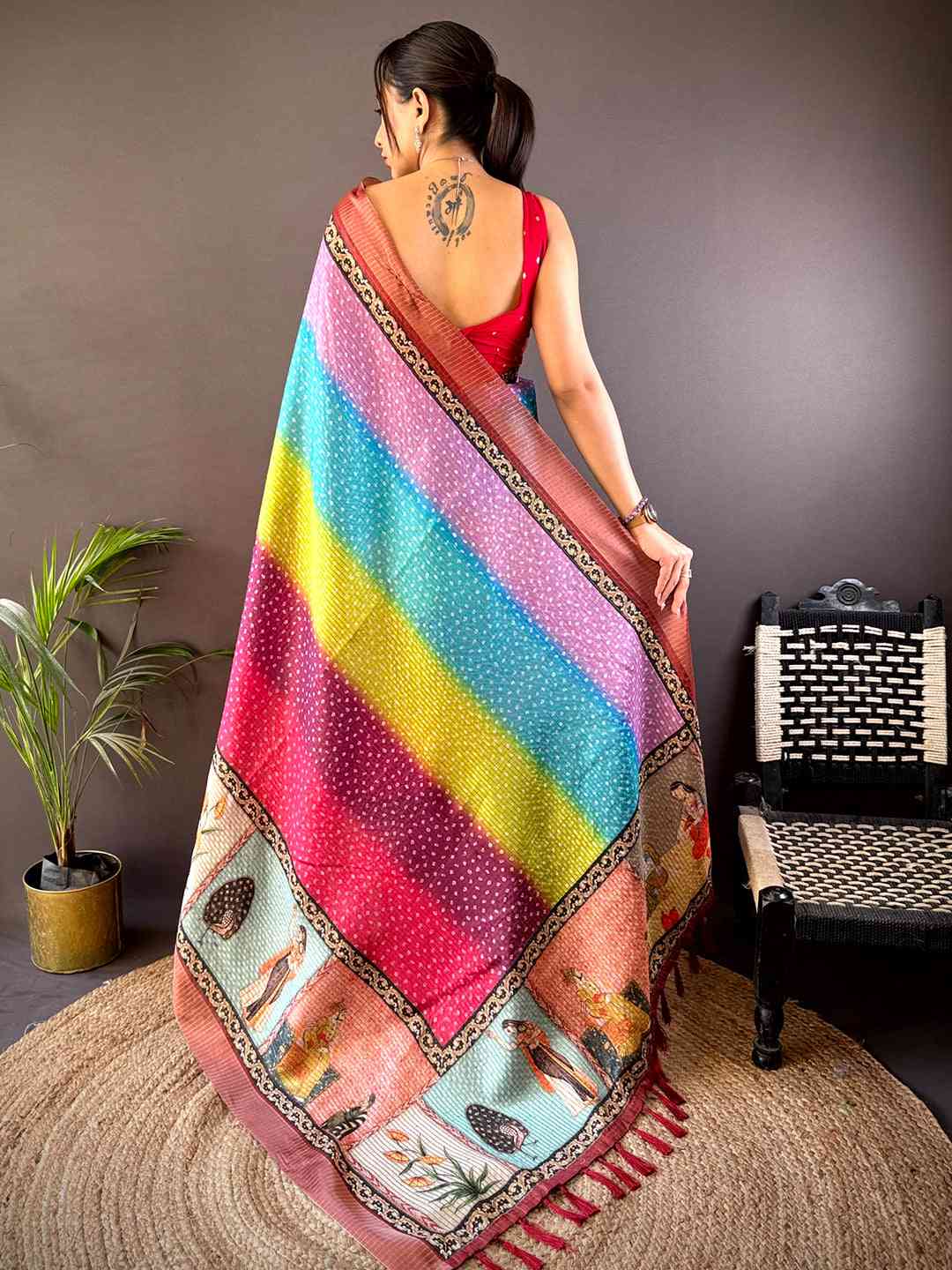 Radiance Silk Blend Bandhani Print Saree by My Store