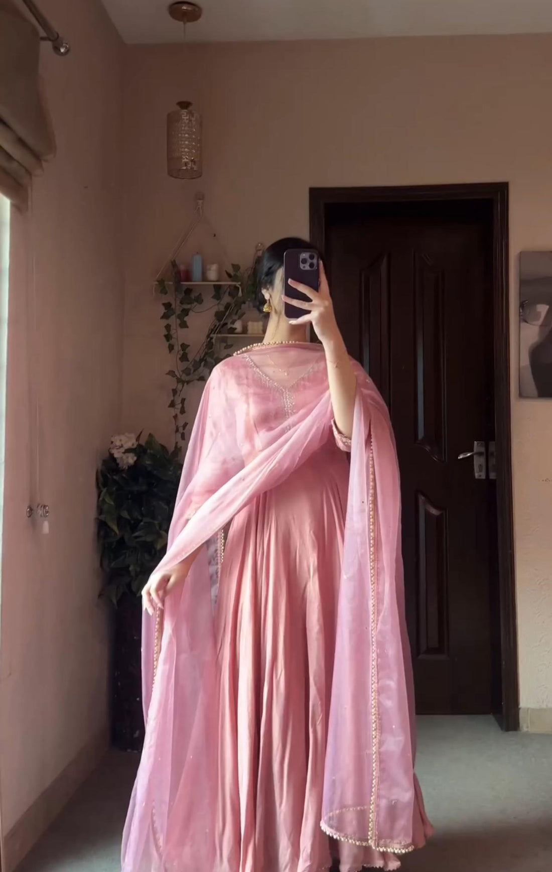 Designer Party Wear Peach Color Exclusive Gown by My Store