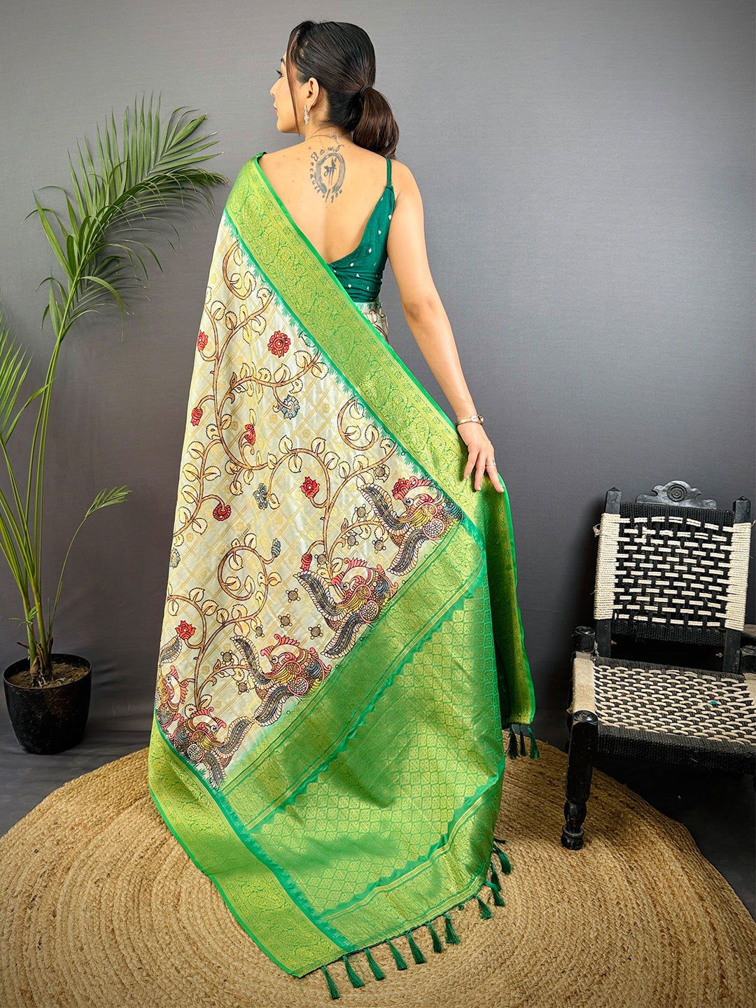 Regal Banarasi Kalamkari Printed Saree by My Store