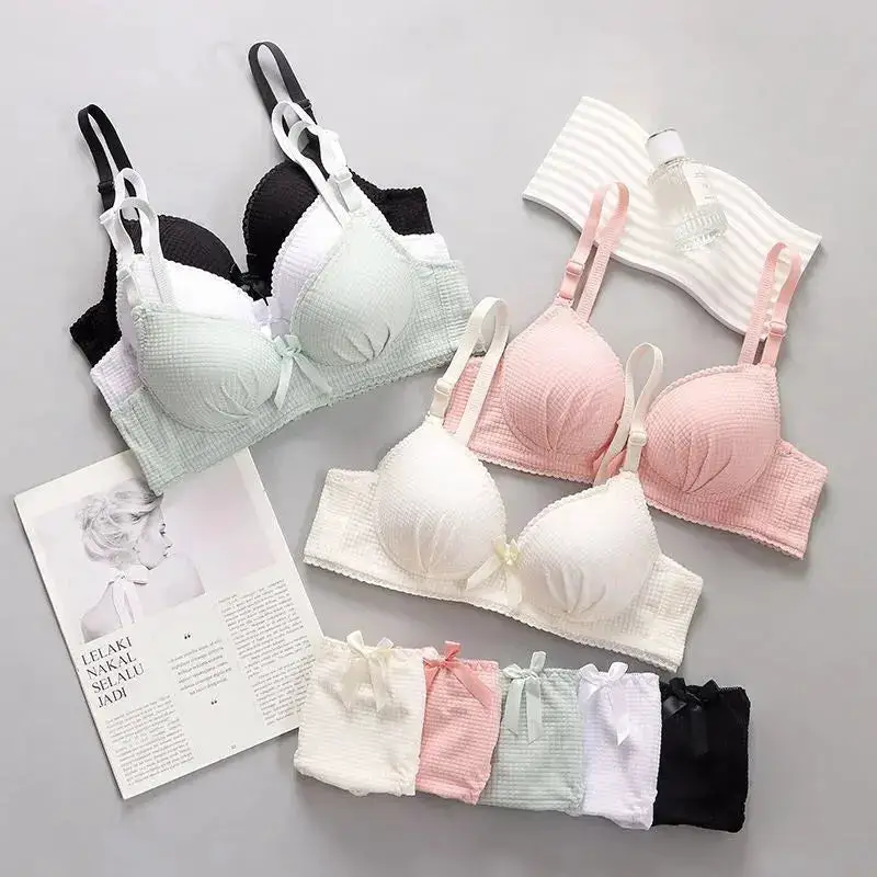 Women's Lightly Padded Wire Free Bra Panty Lingerie Set for Girl's Combo (Pack of 5) - My Store