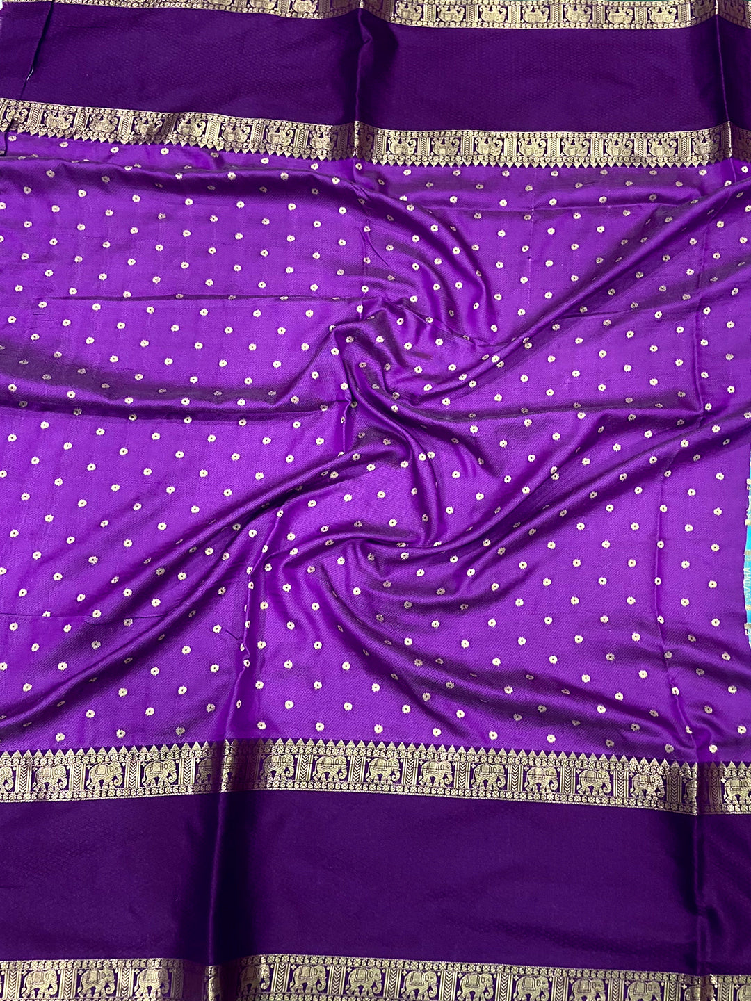 Ethereal Sky Gadhwal Soft Silk Saree by My Store