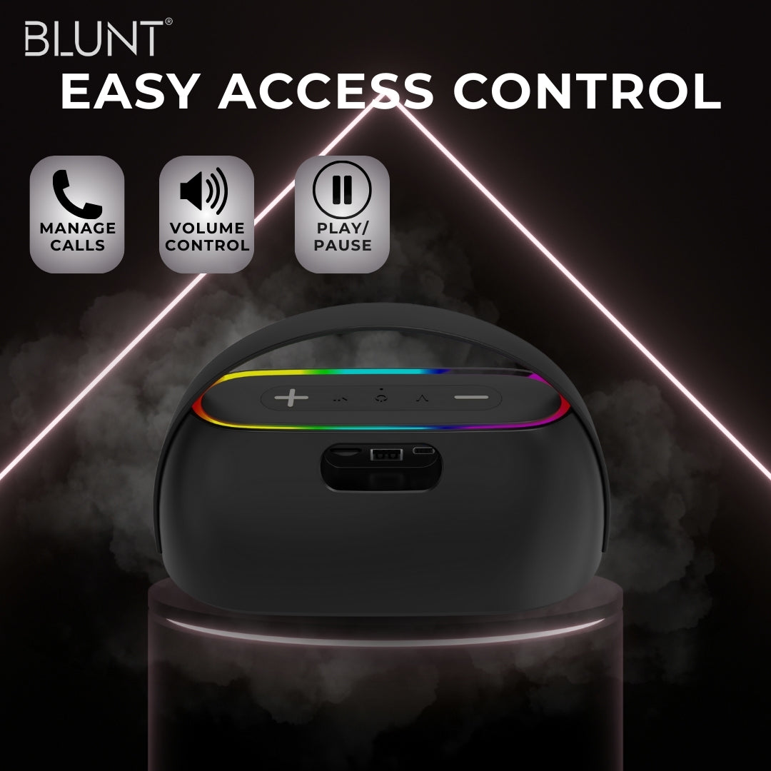 BLUNT SOUNDWAVE T4 – 18W RGB Bluetooth Speaker with 12H Playtime, TWS, FM & More