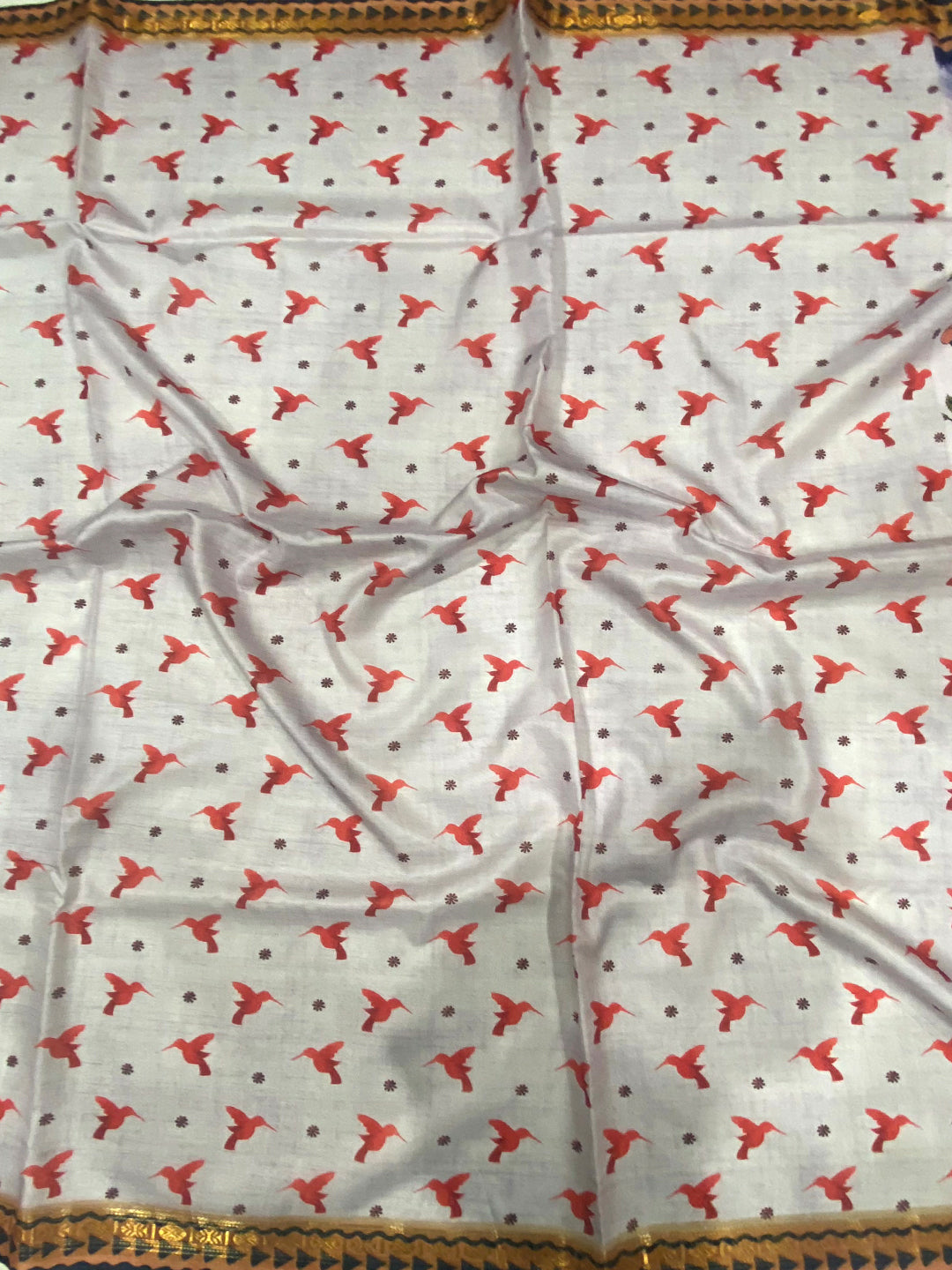 Off White Soft Silk Floral Saree by My Store