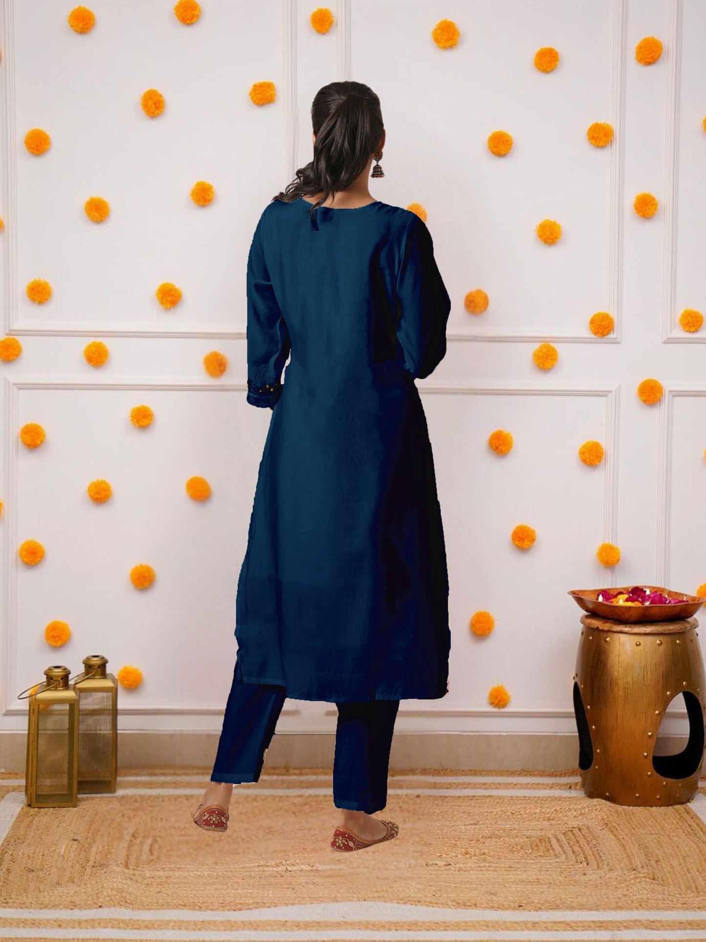 Festival Wear Viscos Blue Kurta Set
