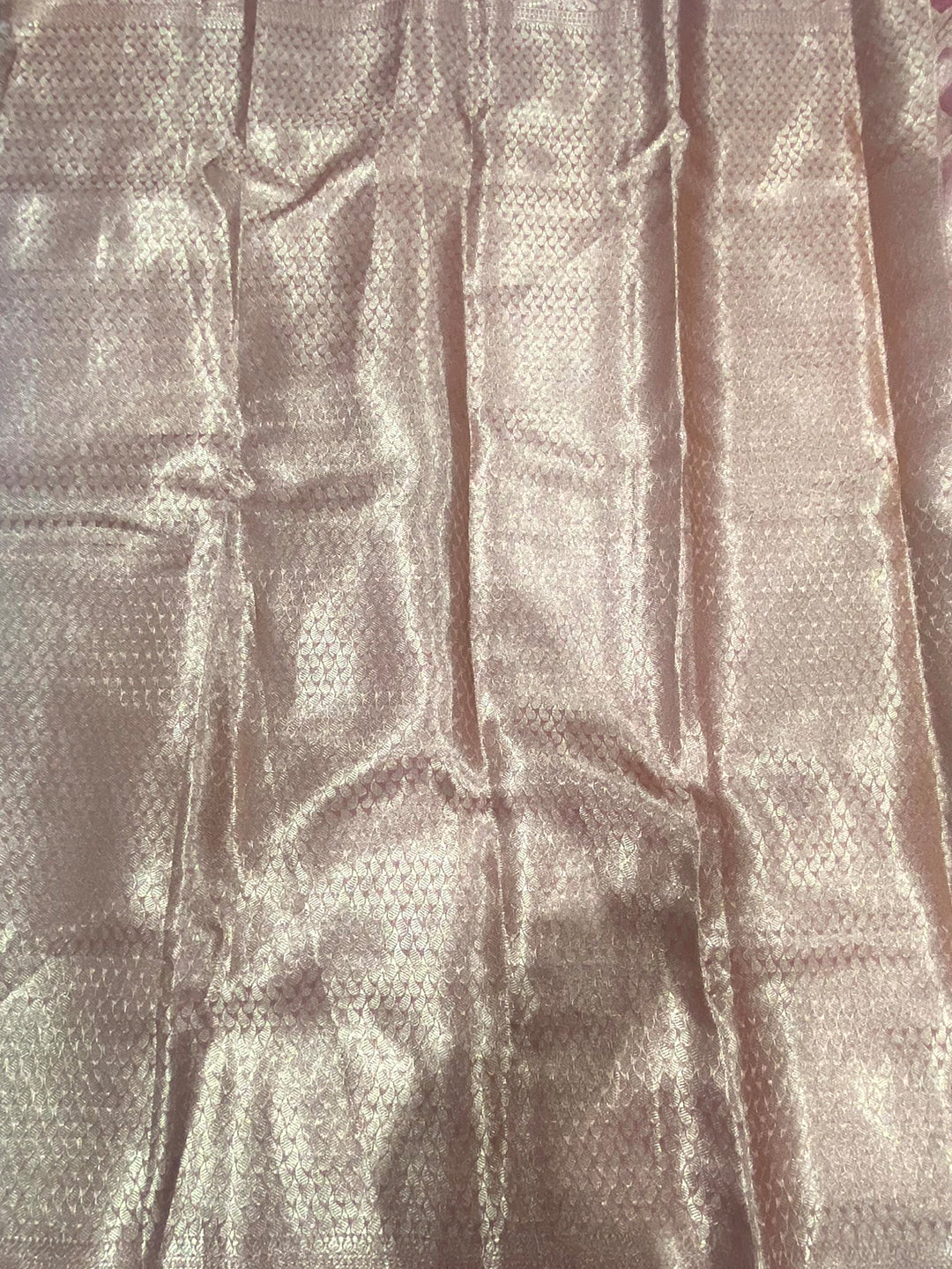 Pink Tissue Jarokha Zari Weaving Saree by My Store