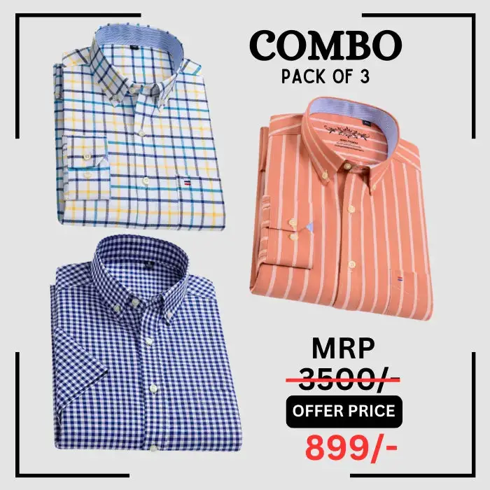 StichButton 100% Anti Wrinkle Imported Cotton Latest Formal Shirts (Combo Pack of 3) The Largest Online Store