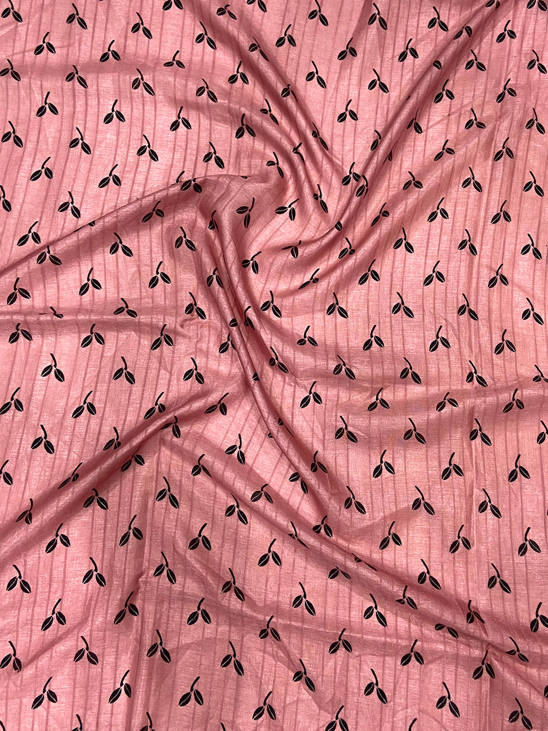Rose Pink Ghicha Leaf Print Saree by My Store