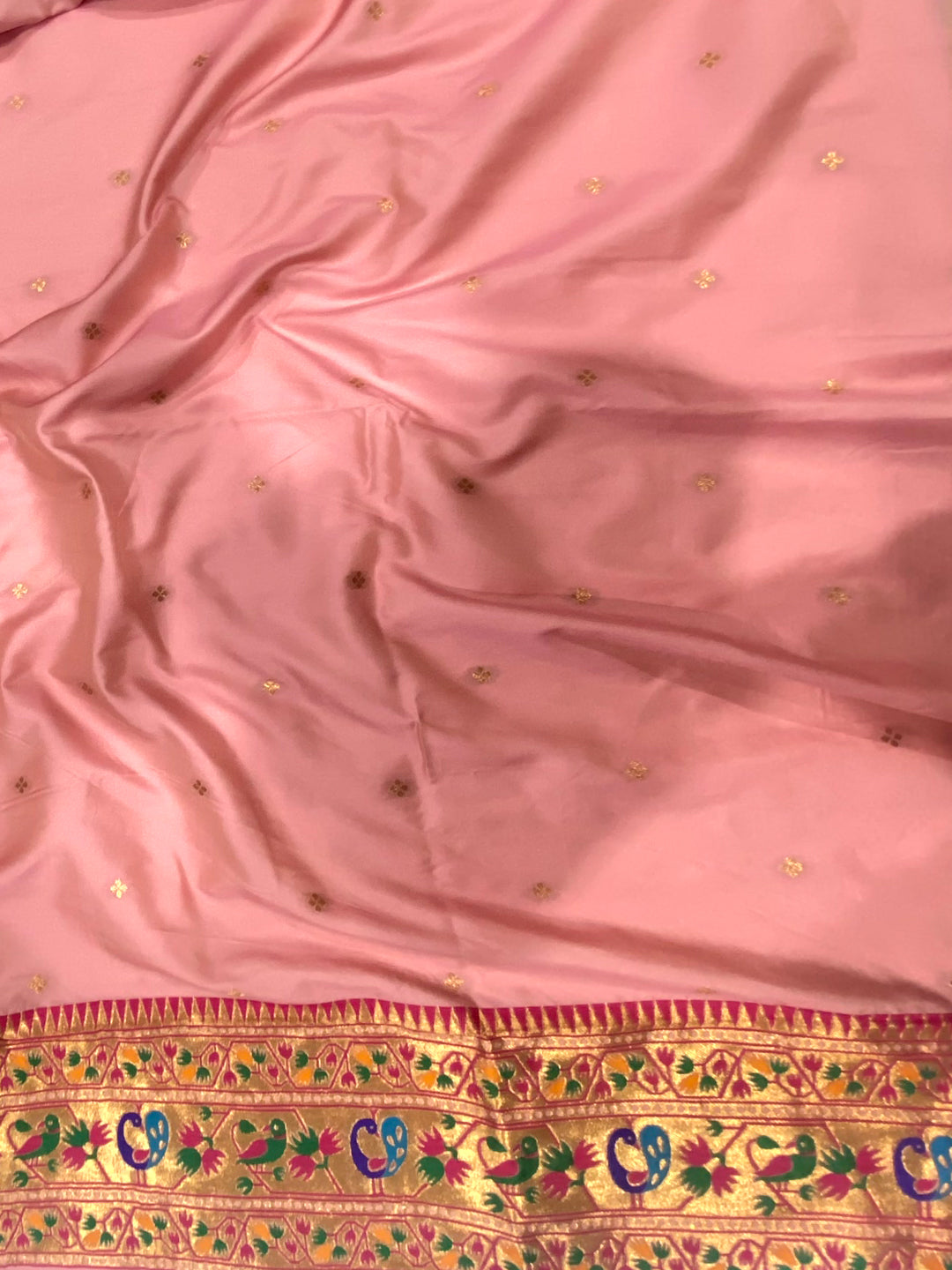 Baby Pink Soft Silk Paithani Meenakari Saree by My Store
