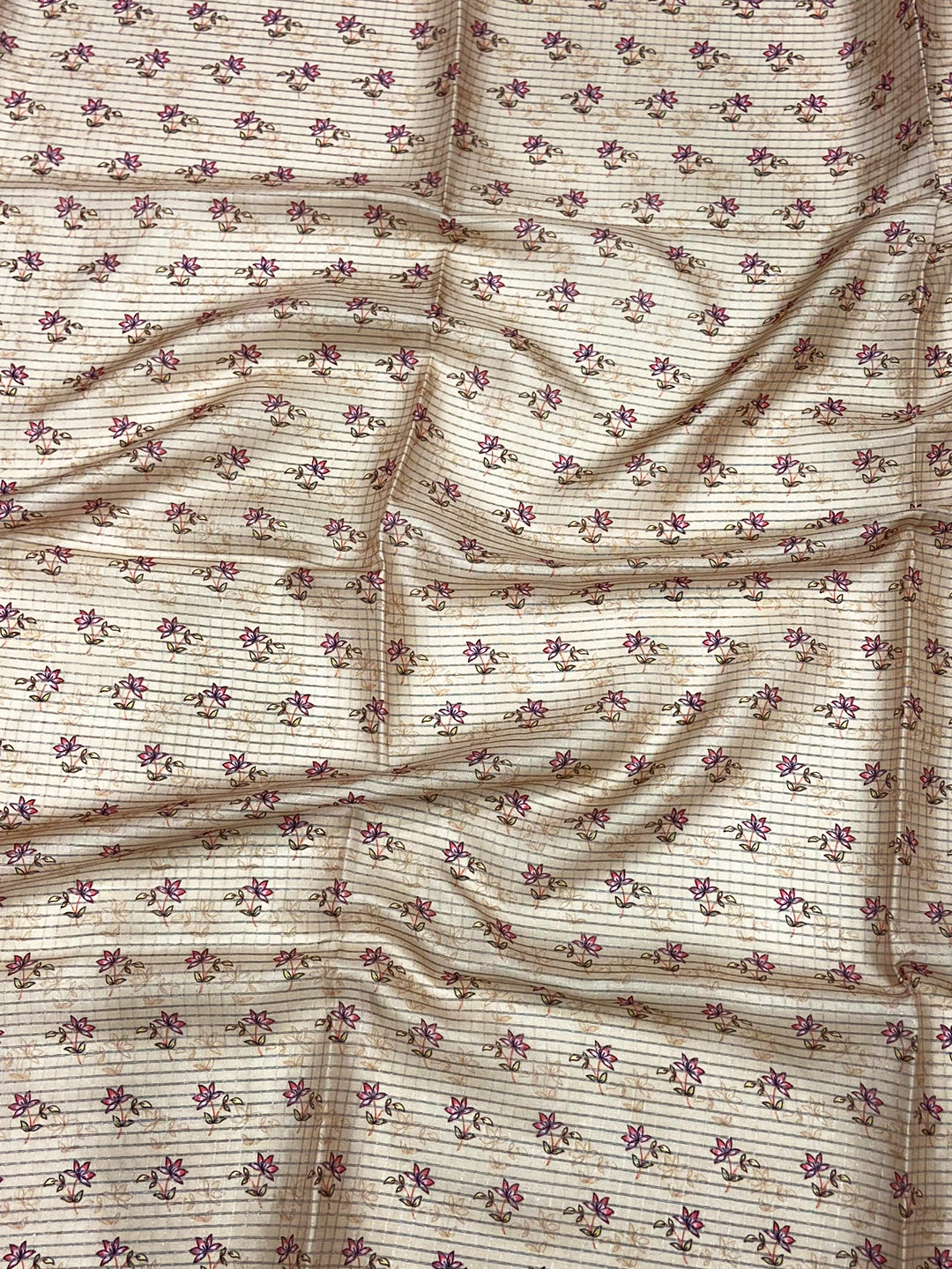 Beige Soft Silk Floral Digital Saree