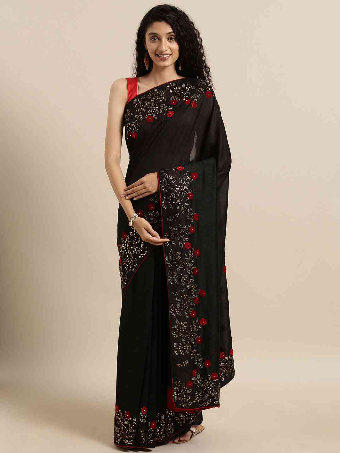 Elegant Vichitra Poly Silk Saree with Exquisite Embellished Border